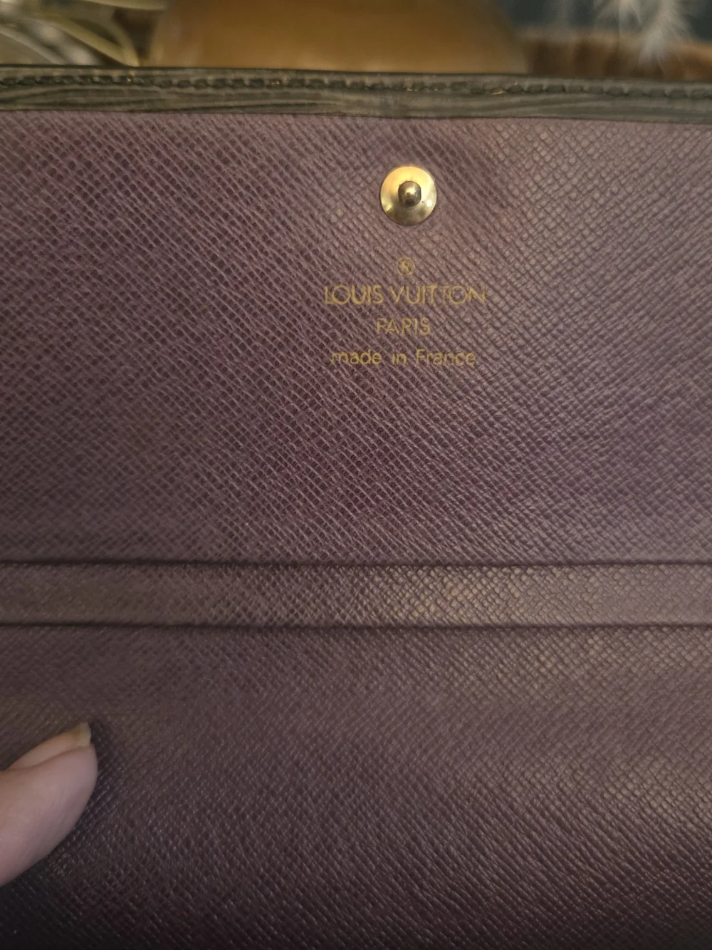 Louis Vuitton Vintage 97 Black Epi Leather Wallet Purple Interior